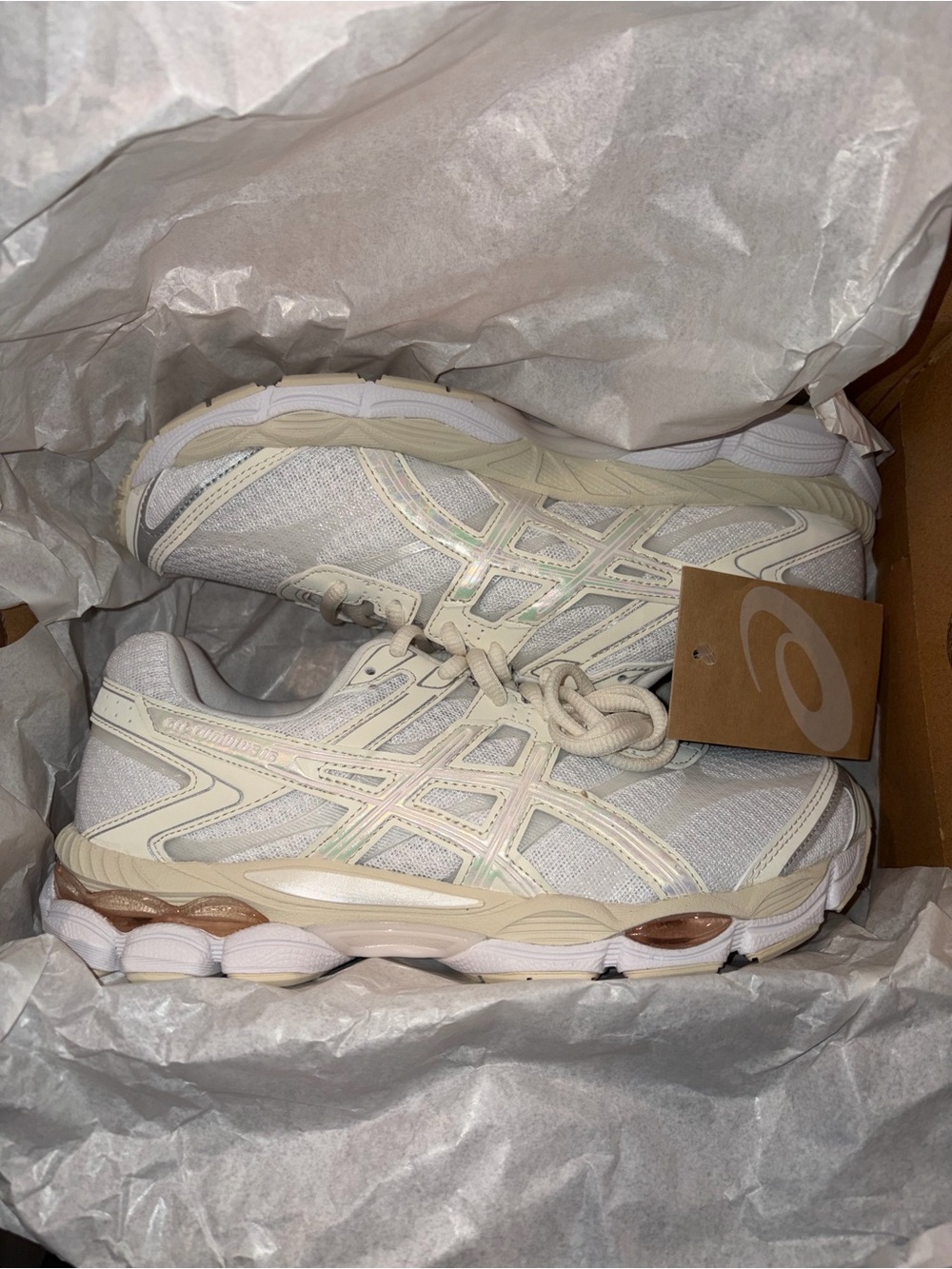 ASICS White and Cream Mesh Athletic Sneakers - Picture 2 of 6
